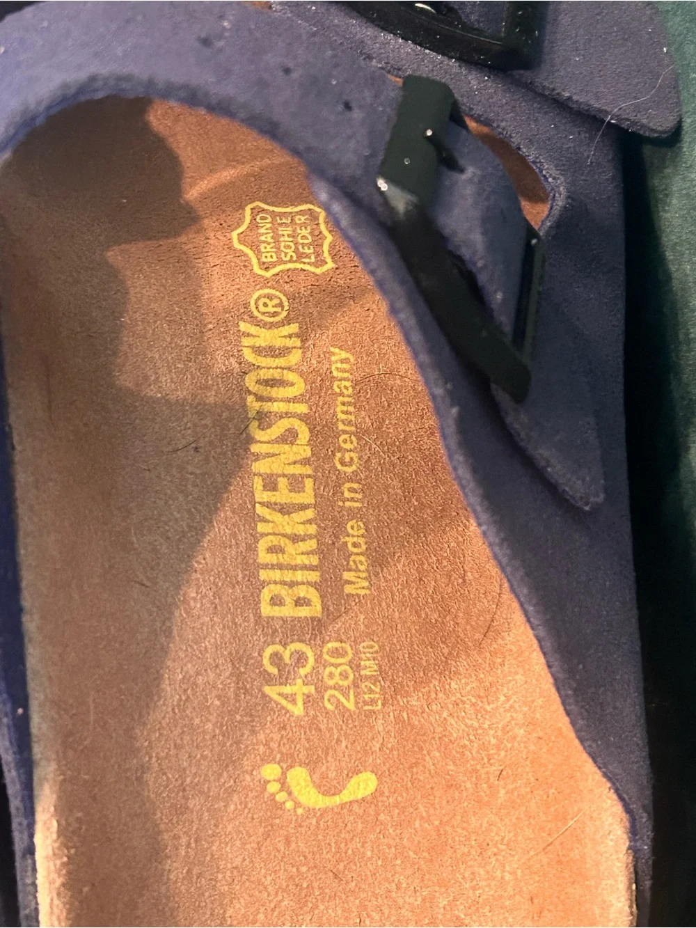 Birkenstock Men’s size 38 Navy Double-Buckle Slide Sandals